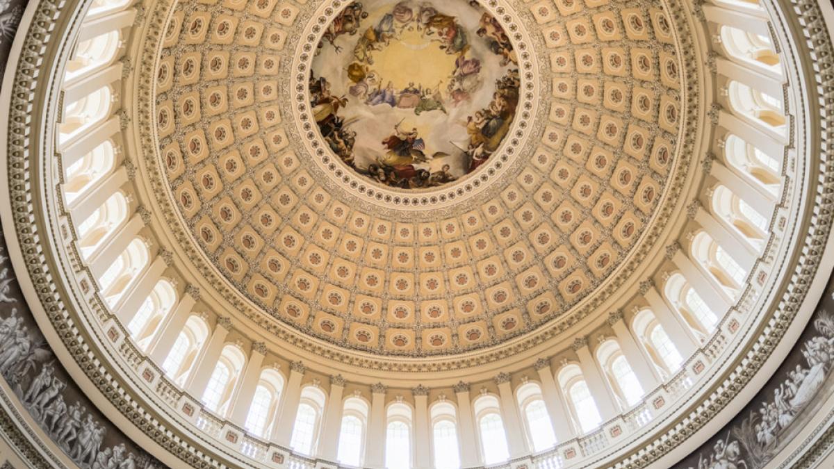 The interior of the dome of the Capitol